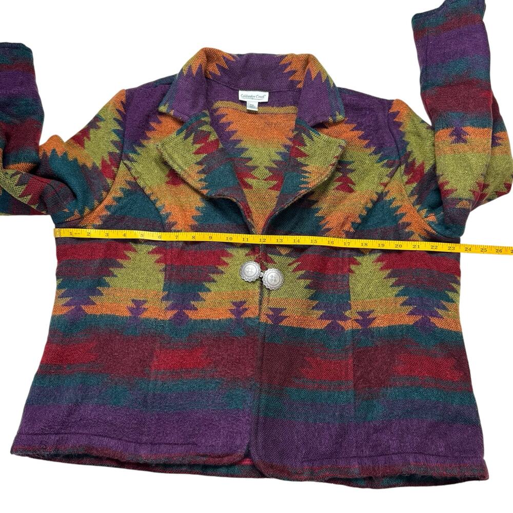 COLDWATER CREEK Colorful Southwestern Print Woven Blanket Coat Size XL Petite - Picture 8 of 10